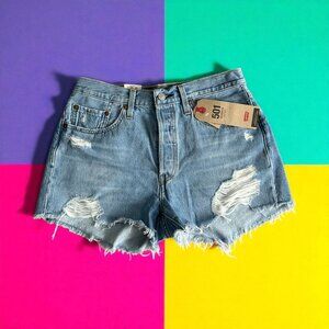 LEVIS 501 Denim High Rise Shorts Size 28 NEW NWT
